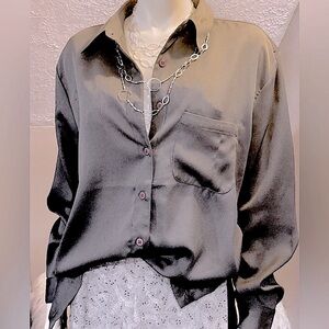 Jennifer & GraceSilver Button Down Shirt with Tailored Fit